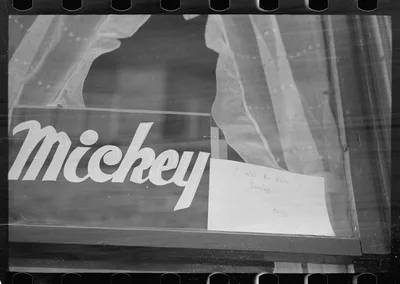 Sign in window, Venus Alley, Butte, Montana, 1939