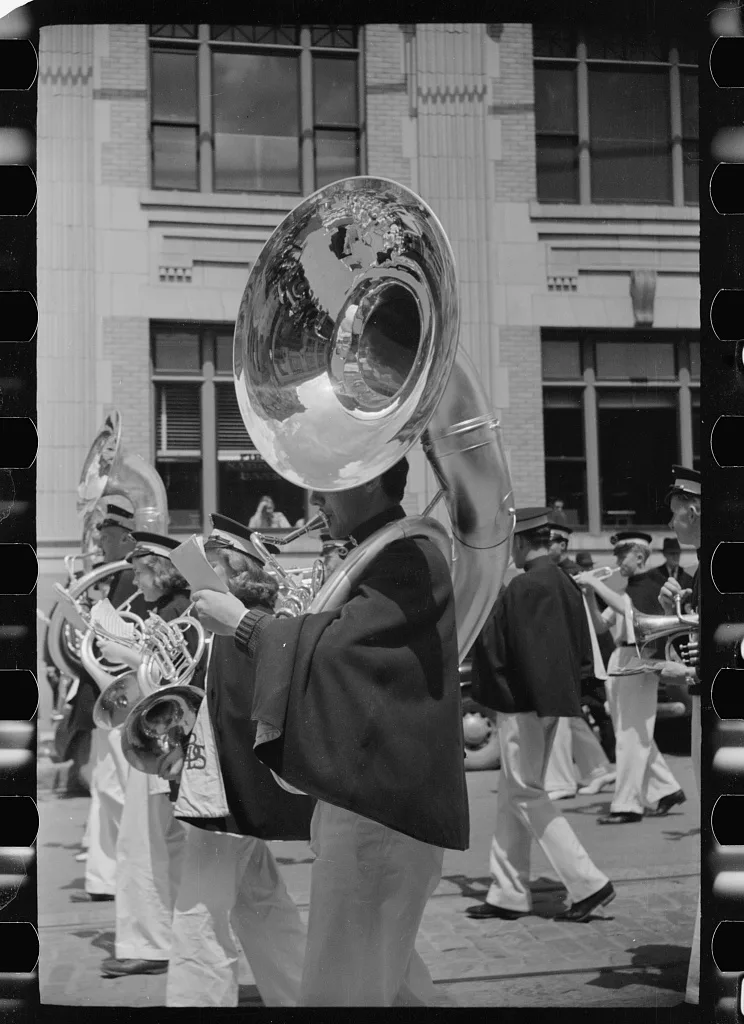 Tuba player in high school band, Butte, Montana, 1939