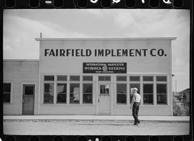 Farm machinery store, Fairfield, Montana, 1939