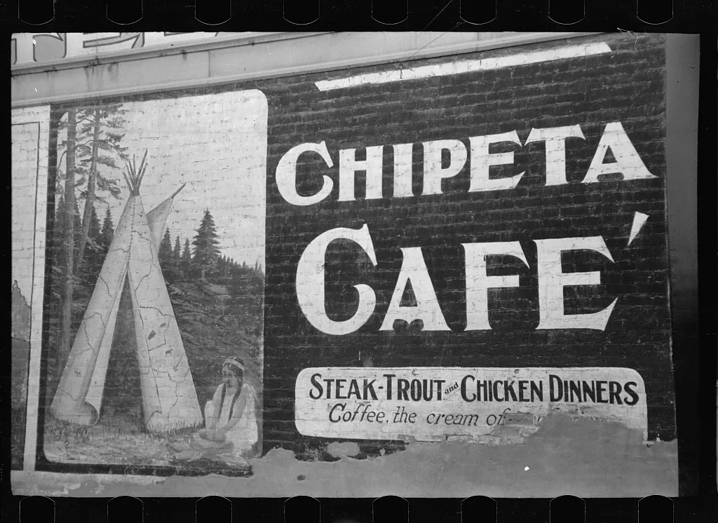 Restaurant sign, Montrose, Colorado, 1939