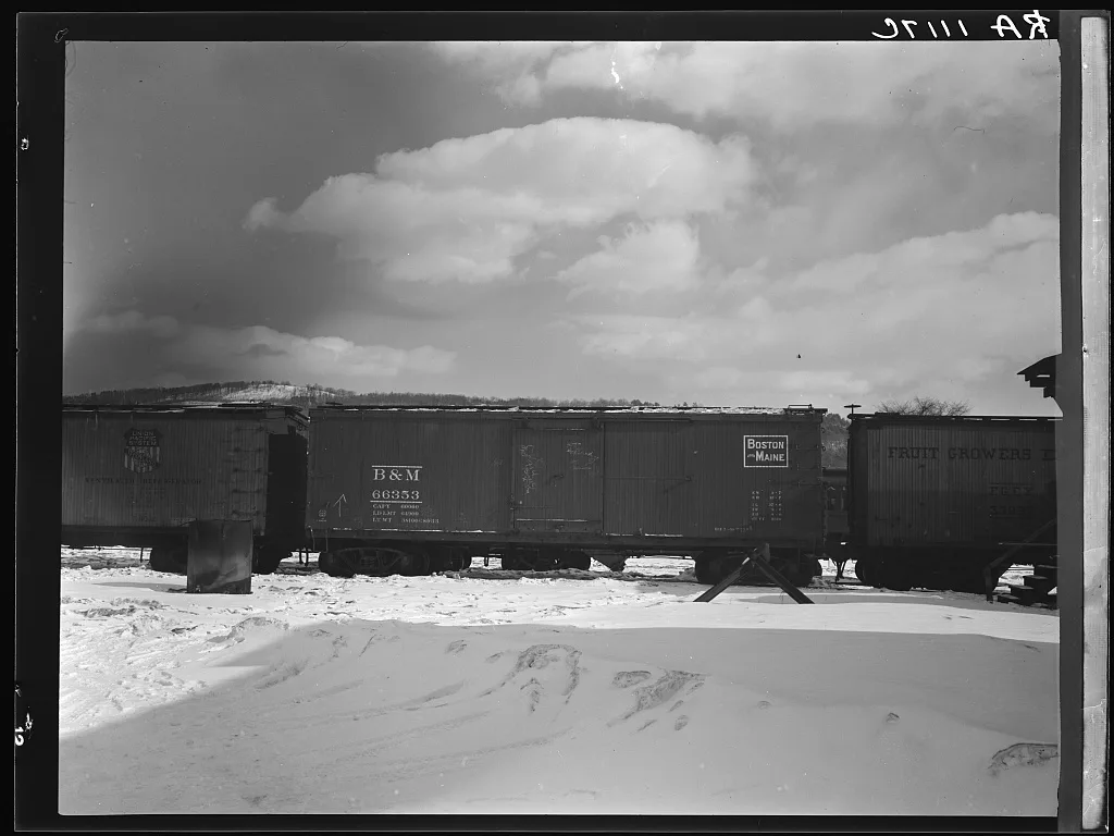 Freightcars in yards of farmers' cooperative. White River Junction,…, Vermont, 1936