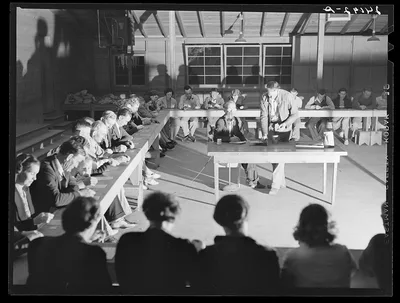 Bingo game. Tulare migrant camp. Visalia, California, 1940