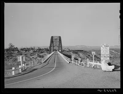 Photograph from Arizona: Bridge. State line. California -- Arizona