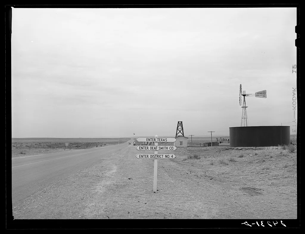 State line. New Mexico -- Texas, 1940