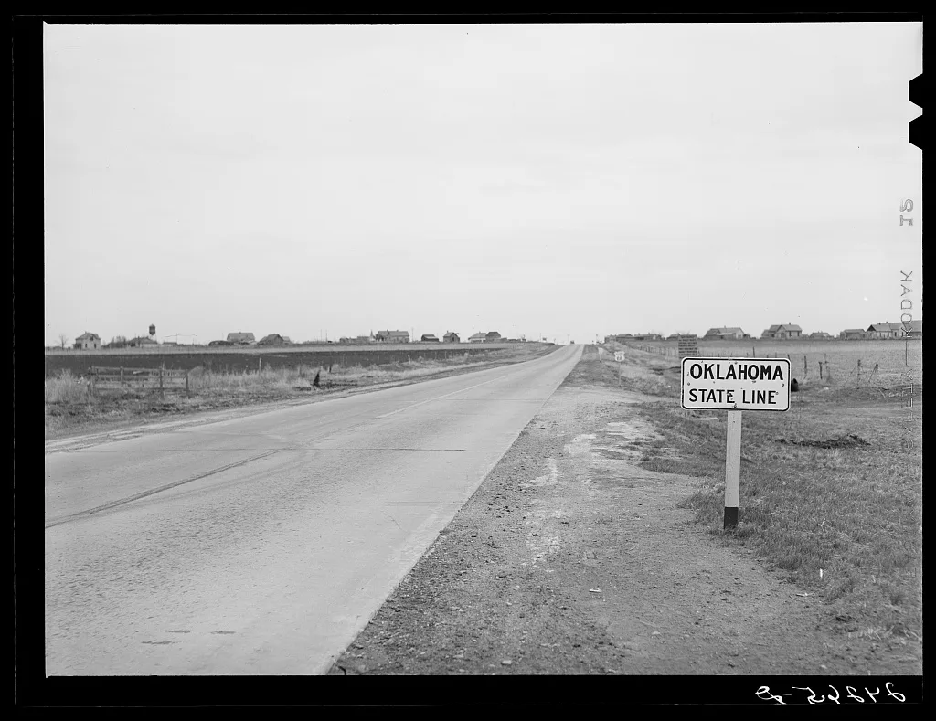 State line. Texas -- Oklahoma, 1940