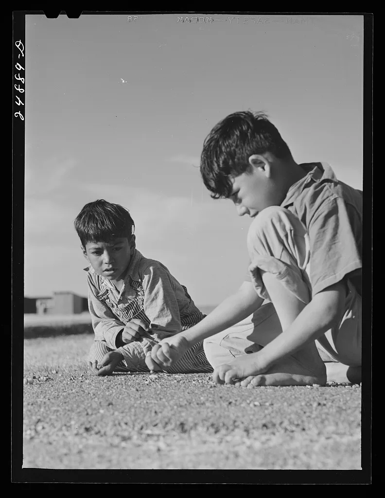 Marble game. FSA (Farm Security Administration) camp, Robstown, Texas, 1942