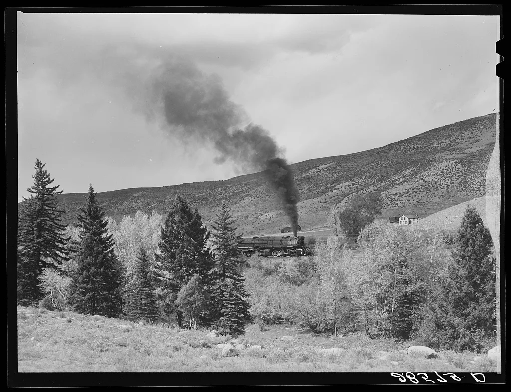 Freight train going upgrade. Eagle County, Colorado, 1939