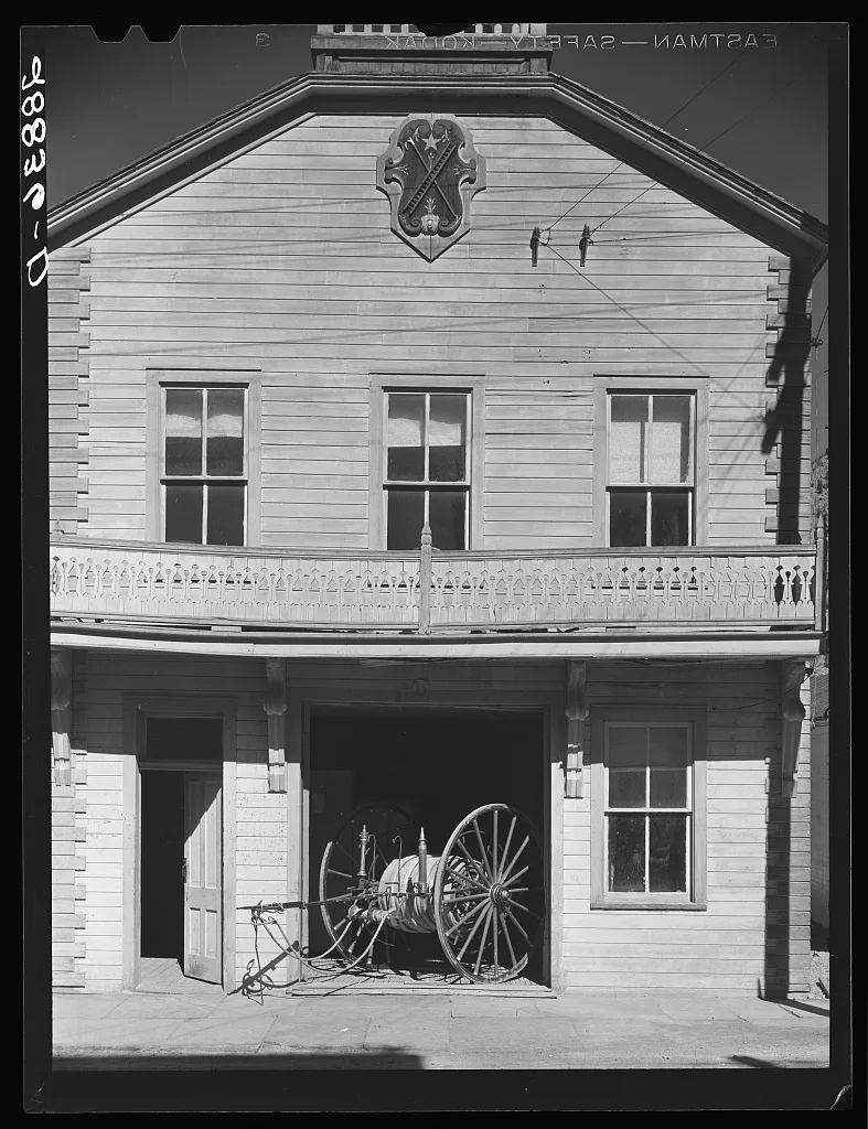 Fire house with hand pump. Georgetown, Colorado, 1939
