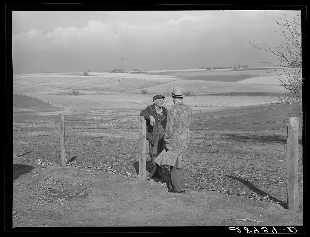 Fred Maschman, TP Client, discusses problems of his 160 acre farm…, Iowa, 1939