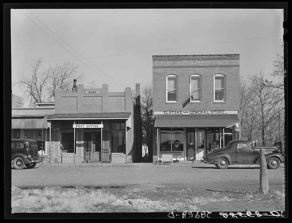 Osage Farms project headquarters are located over the general store…, Missouri, 1939