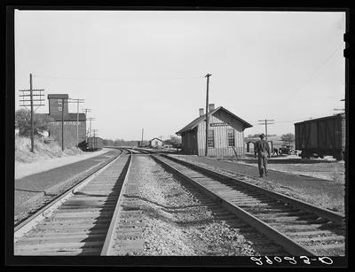 Railroad station. Lamoille, Iowa, 1939