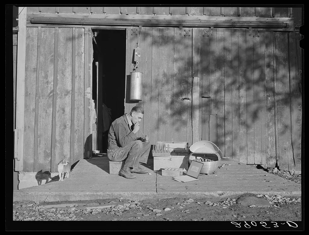 A milk tester for the Triple B milk testing associations. His…, Iowa, 1939