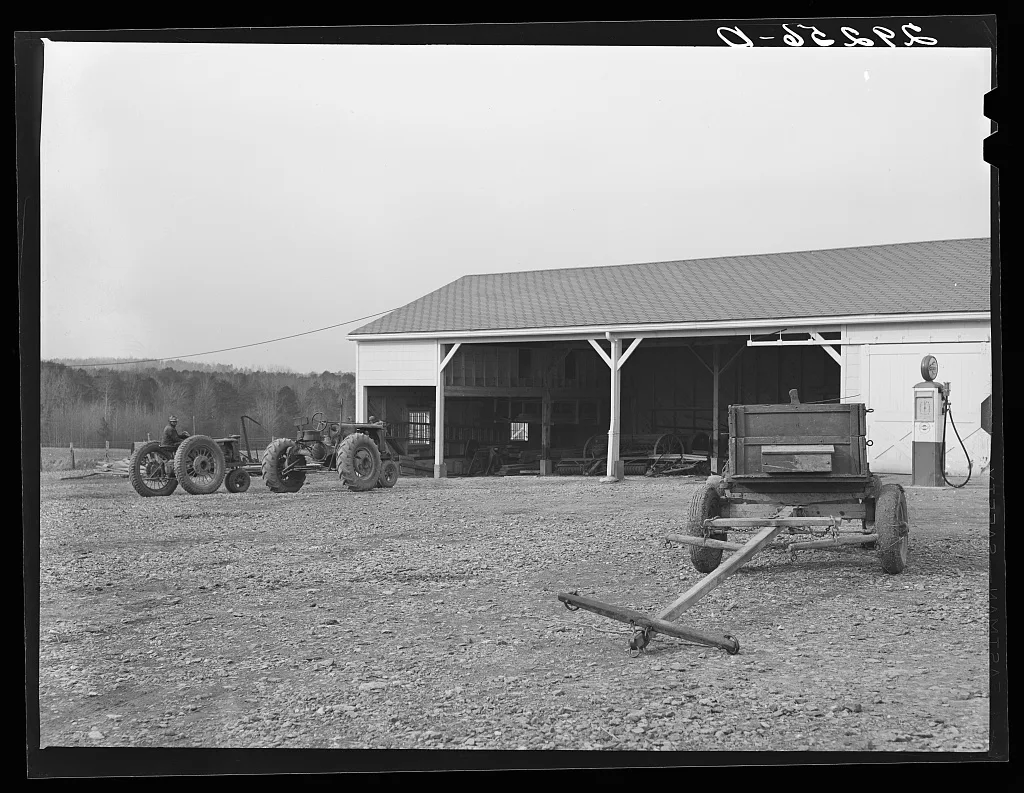 Farm implement shed. Durham County, North Carolina, 1940
