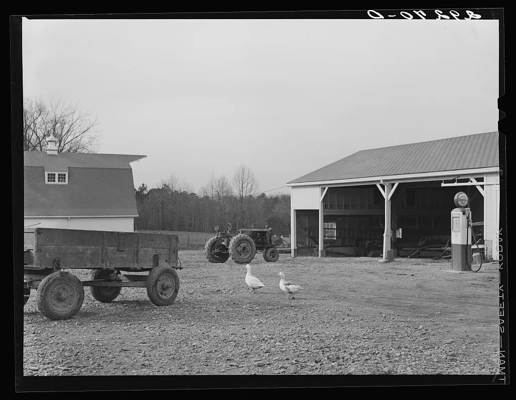 Farm implement shed. Durham County, North Carolina, 1940