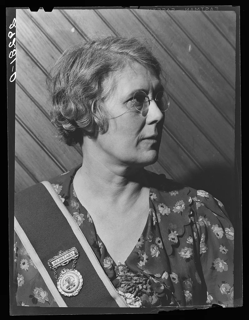 Secretary. Grange meeting. Fairfax County, Virginia, 1940