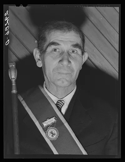 Gate keeper. Grange meeting. Fairfax County, Virginia, 1940