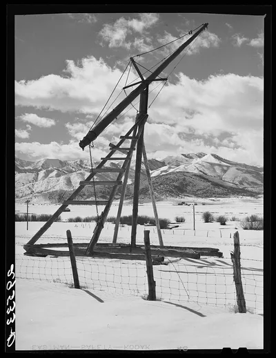 [Untitled photo, possibly related to: Hay stacker. Summit County,…, Utah, 1940