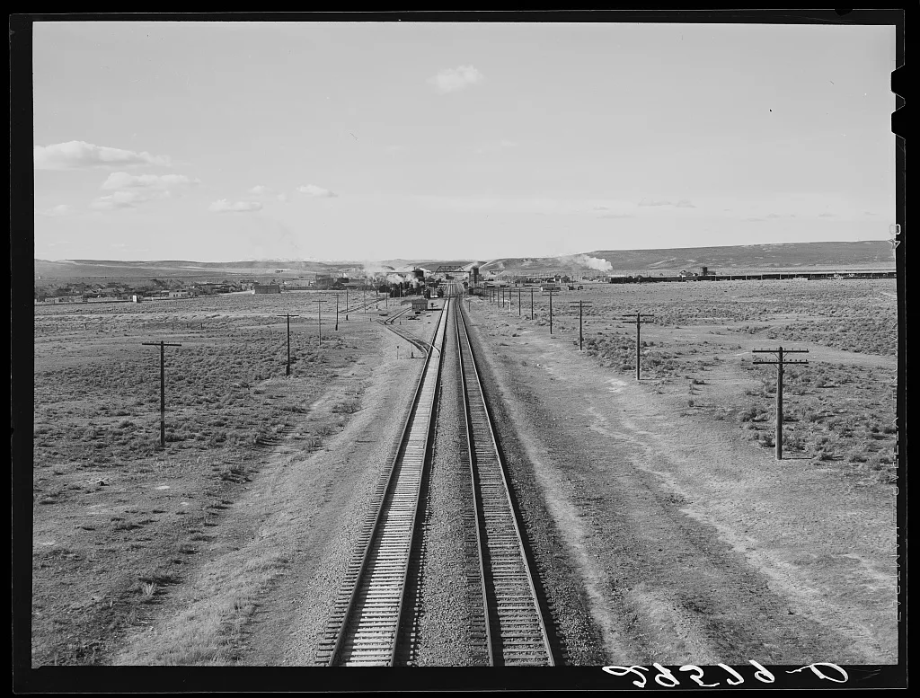 Southern Pacific track approaching Wells, Nevada, 1940