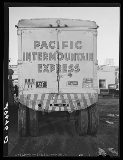 Rear of interstate truck. Elko, Nevada, 1940