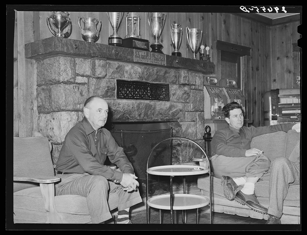 [Untitled photo, possibly related to: Golfers in club house. Reno,…, Nevada, 1940