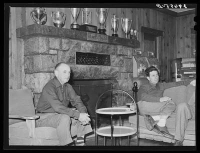 [Untitled photo, possibly related to: Golfers in club house. Reno,…, Nevada, 1940