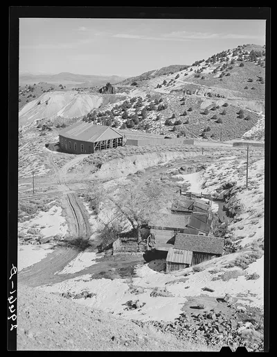Houses and abandoned mines. Virginia City, Nevada, 1940