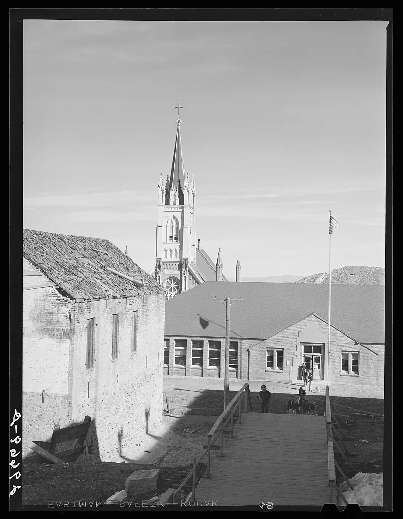 School and church. Virginia City, Nevada, 1940
