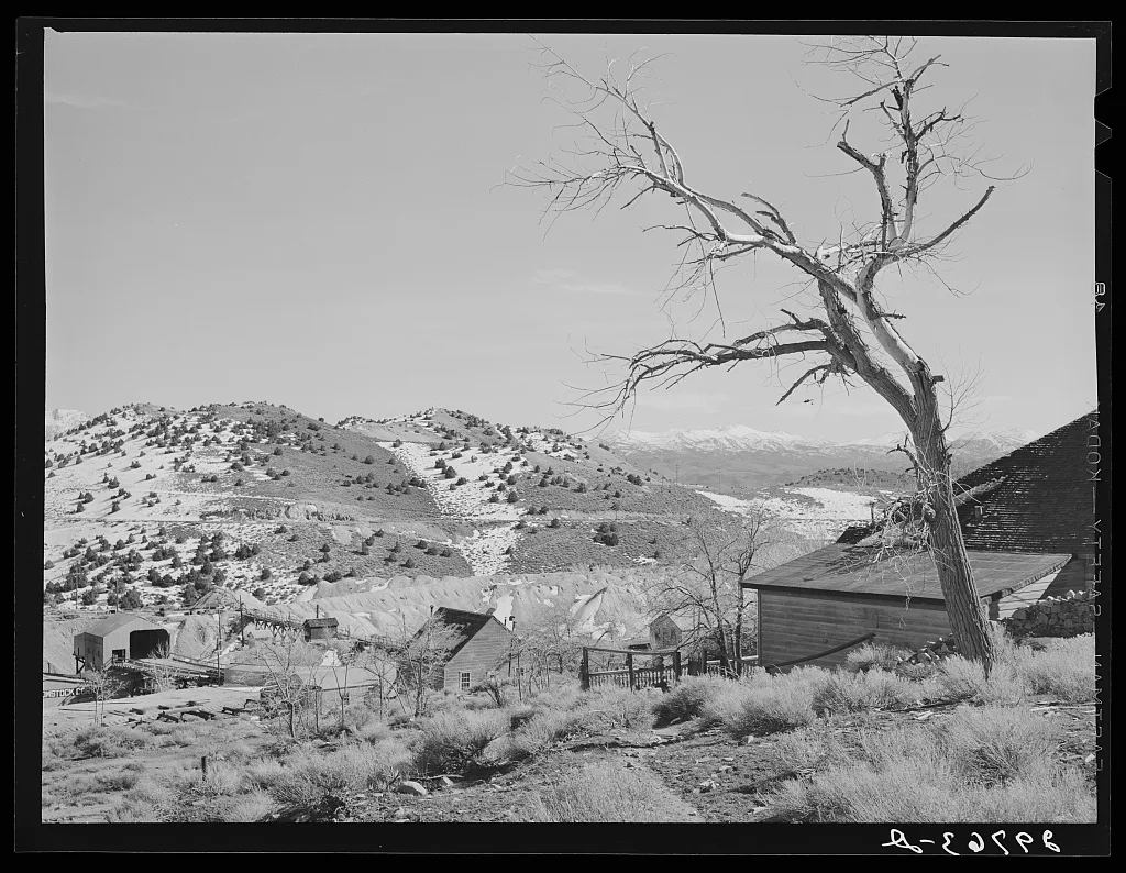 Abandoned mines and homes. Virginia City, Nevada, 1940