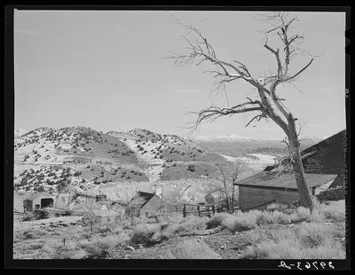 Abandoned mines and homes. Virginia City, Nevada, 1940