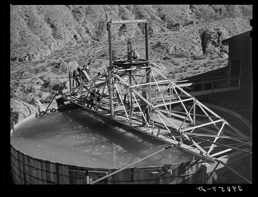 Tank used in purifying gold and silver ore. El Dorado Canyon, Clark…, Nevada, 1940