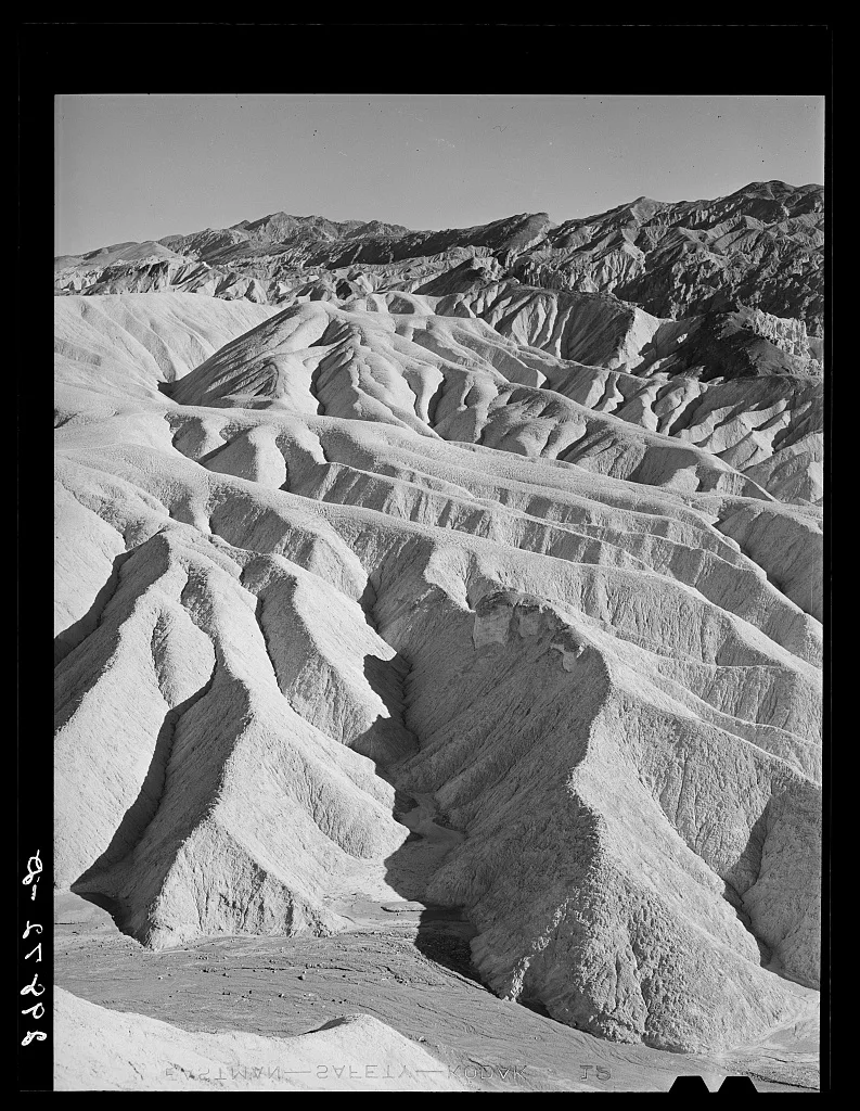Badlands in the Panamint Range. Death Valley, California, 1940