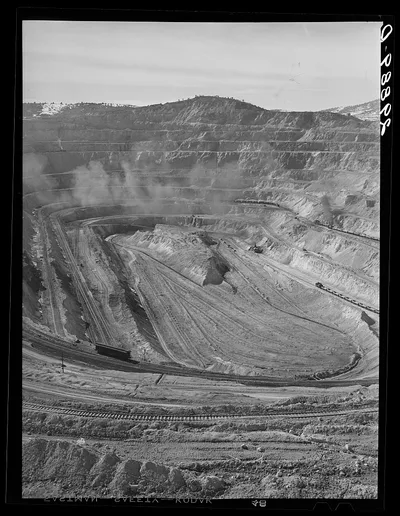 Pit from which copper ore is extracted. One of the largest manmade…, Nevada, 1940