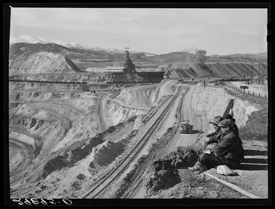 [Untitled photo, possibly related to: Workers sitting at edge of…, Nevada, 1940