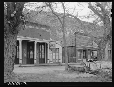 Stores on main street. Genoa, Nevada, 1940
