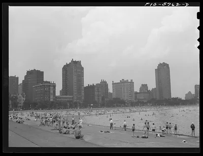 Chicago, Illinois. Lake Michigan beach, 1942