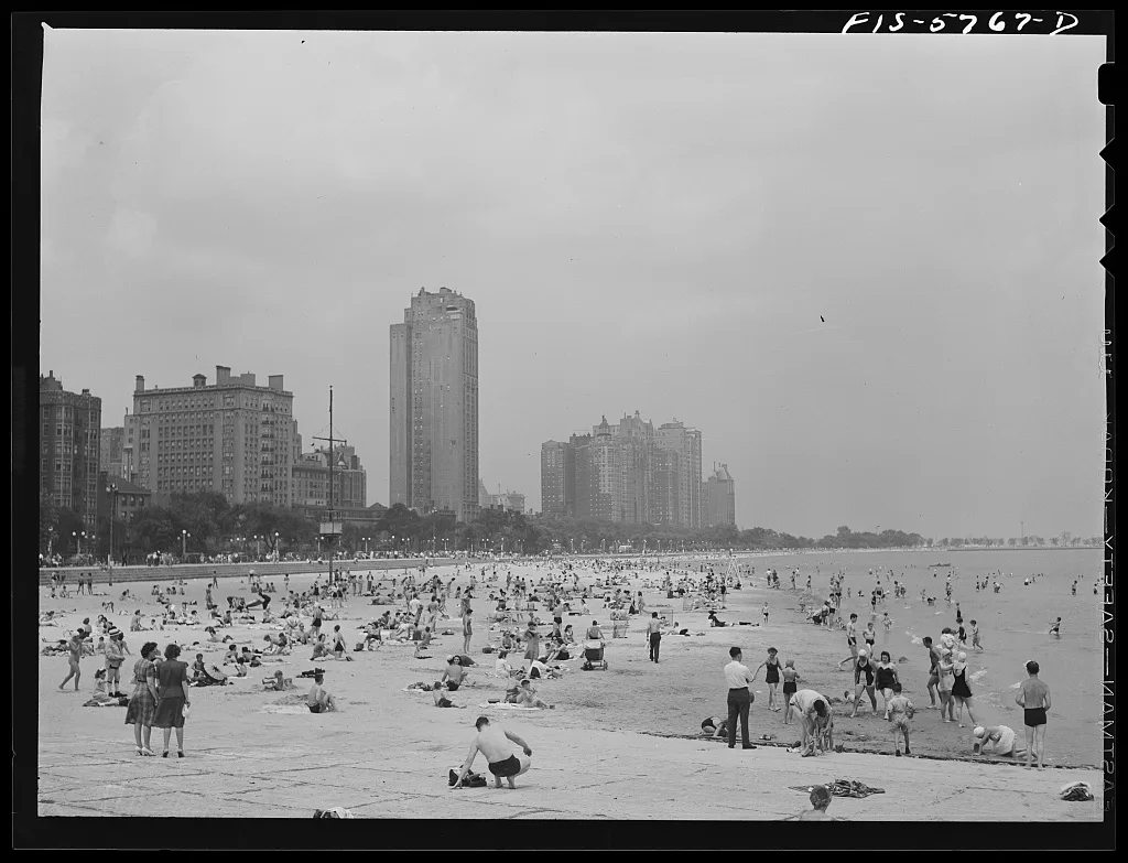 Chicago, Illinois. Lake Michigan beach, 1942