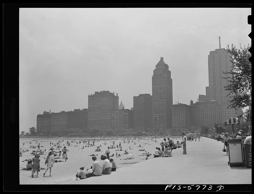 Chicago, Illinois. Lake Michigan beach, 1942
