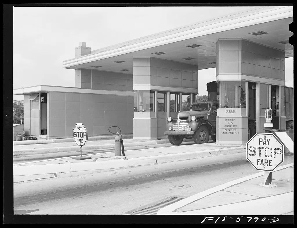 Pennsylvania Turnpike, Pennsylvania. Toll booths, 1942